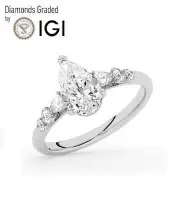 Pear Solitaire Labgrown Diamond Engagement Ring Platinum 3.40 Ct