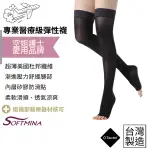 【SOFTMINA】超薄止滑醫療彈性襪 -大腿襪黑色 露趾 醫療襪 彈性襪 壓力襪 靜脈曲張襪