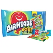 Airheads Sour Mini Candy Bars, Taffy Candy Assorted Bag, Individually Wrapped Ca