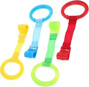 MOLUCKFU 8pcs Tiny Crib Pull Ring Bed Stand up Rings for Baby Learning to Stand Hand Pull Ring Set Crib Supplies 4 Colors