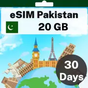 eSIM Pakistan - 20 GB - 30 Days - Travel eSIM | QR code activation