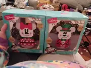 Gemmy Disney Mickey & Minnie Mouse Christmas Snowman Airblown Inflatable Set