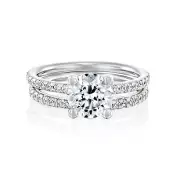 2/3 CT Diamond Engagement Ring Set Round F/SI1 14K White Gold Size 7
