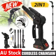 18V Cordless Chainsaw Electric Pole Saw Lithium Battery Tree Pruner Telescopic