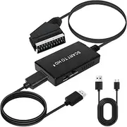 Scart to HDMI Converter with Scart and HDMI Cables Included, Male Scart Input to HDMI Output Adapter, Scart HDMI Video Audio Adapter for Sky/DVD/STB with Scart output to Display on HDTVs 720P/1080P