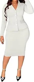 [EDITCOZY] Women 2 Piece Skirt Suits for Work Professional Blazer Sets Business Suit Dress Two Piece Skirt Set