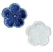 Set of 2 PCS. Japanese Ceramic Chopstick Rest Blue & White Sakura Made in Japan