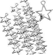 [PERSELOSO] 50pcs Diy Star Pendant Necklace Earring Making Material Handcraft Use Five-pointed Star Charm