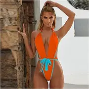 [LANREN] Bandage Swimwear Women Swimsuit Deep V Bodysuit Swimsuit Backless Bathing Suit Summer Beachwear (Color : 5, Size : Large)