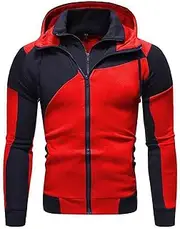 [Generic] Plain Mens Hoodies Fashion Coat Jacket Casual Stitching Hooded Zipper Sweater Coat Little