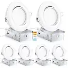 4 Inch Recessed Lighting 6 Pack,Ajustable Led Eyeball Gimbal Light,Led Recess...