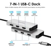 USB C Laptop Docking Station Quad Monitor 7-IN-1 Dual 4K HDMI Compatible with Ma