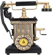 Vintage Landline Telephone, Iron Retro Phone, Push Dial Button, Old Telephone, Vintage Phone Decor for Home Office Prop Phone, Silver