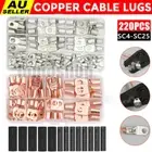 220PCS Battery Copper Cable Lugs Crimp Ring Terminals Electrical Wire Connectors