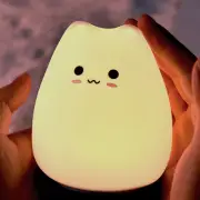 LED Tap Lamp Cat Shaped 7 Colors Changing Silicone Night Light For Home Bedro US