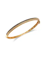 Bloomingdale's Fine Collection Black & White Diamond Angled Bangle Bracelet in 14K Yellow Gold, 2.50 ct. t. w. OS
