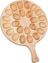 WUISOLQP Display Tray For Refrigerator Storage Or Table Decoration Multi Grid Kitchen Storage Egg Tray Wood Egg Rack With Handle