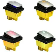 KAVJU On Off 30A/250V 16A/250V Heavy Duty 4 pin t85 Sealed Waterproof Rocker Switch with led 12V 24V 110V 220V 380V Silver Painting(Yellow,48v)