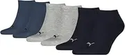 [PUMA] Unisex Trainer Socks, Short Socks, Sports Socks, 3 Pairs, Colour: Multicoloured, Quantity: 3 Pairs (1 x Pack of 3), Size: 35-38, Item:-532 Navy/Grey/Nightshadow Blue, Blue/Grey/Blue (532)