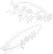 [LIFKOME] Wedding Garters for Bride Lace Leg Chain Slip Clips for Bridal Garter Set White
