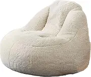 EdNey Storage Soft Toy Bean Bag Chair Cover, Large Beanbag Cover for Kids and Adults Soft Comfortable Plush Toys Holder Zipper Opening (No Filler),White,100X80CM
