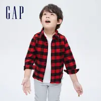 在飛比找蝦皮商城優惠-Gap 男幼童裝 純棉寬鬆格紋長袖襯衫-紅色格子(72981