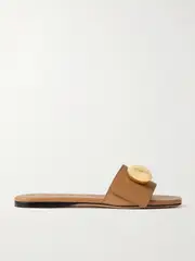 [LOEWE] LOEWE - Pebble Embellished Leather Slides - Tan - FR39 FR39 Brown
