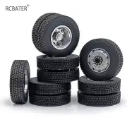 CNC Aluminum Front Rear Wheel Rim Hub Tires for 1/14 RC Car Tamiya Tractor Truck