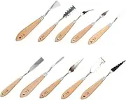 TEHAUX Art Painting Supplies 10 Pcs Oil Painting Scrapers Metal Blades for Canvas Clay Pigment
