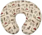 Wanzuoeng Baby Nursing Pillow Cover Western Horse Cactus Printed Soft Breastfeeding Pillow Cover for Newborn Infant, Soft Comfy Nursery Bottle Pillowcases Nursing Pillow Slipcover for Boys Girls