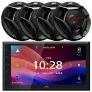 JVC 1-DIN Bluetooth Digital Media Receiver, 4x 6.5" 300W Max Car Audio Speakers