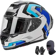Full Face Modular Motorcycle Helmet for Adults Men and Women ECE Approved Motorbike Helmet with Sun Visor
