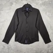 Ben Sherman Shirt Mens Small Black Slim Fit Stretch Basketweave Cotton Blend NWT