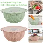 Kitchen Colander Set with Plastic Mixing Bowl 360°Rotating Food Strainers ToXPm