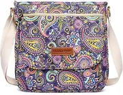 [Malirona] Canvas Messenger Bag Cross Body Purse Women Travel Purse Shoulder Satchel Floral Pattern