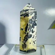 502g Natural Ink Painting Stone Quartz Tower Point Obelisk Mineral Specimen