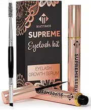Organic Eyelash Growth Serum - Vegan Lash Enhancer & Primer Improved Formula With Biotin and Oat Grow Peptides for Longer, Thicker Lashes and Eyebrows