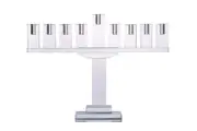 (D) Judaica Crystal Menorah Symmetrical 9 Branches Candle Holder (White)