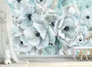 Teal Harmony Flower Wall Mural B61