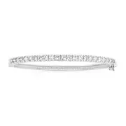 Silver Cubic Zirconia Claw Set Hinge Bangle in Clear