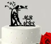 Mr & Mrs Bride Groom Acrylic Cake Topper Tree Birds Wedding Cake Top Decoration