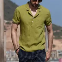 在飛比找ETMall東森購物網優惠-Summer Shirt Men Cotton Linen 