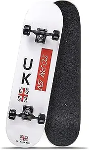 Suitable for Beginner Skateboarding 20 * 79CM. 9-Layer Maple Deck Professional Skateboarding Complete Double Kick Concave Skateboard, with Shockproof PU Wheels, Flashing Wheels(Color:A)