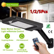 Solar LED Street Light Motion Sensor Remote Control Wall Flood Yard Outdoor Lamp