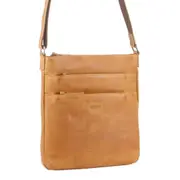 Milleni Womens Italian Leather Bag Soft Nappa Leather Cross-Body Travel - Caramel
