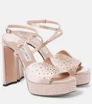 [Jimmy Choo] Jimmy Choo Karli 125 satin platform sandals AU 7 pink