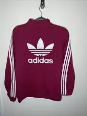 Adidas Womens Quarter Zip Pullover Sweatshirt Maroon Size Small Logo NWT