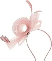 [Minkissy] 1Set Hat with Mesh Net for Women Versatile Headband and Clip for Tea Parties and Cocktail Events Blush Elegant Hair Accessory for Special Occasions Pink