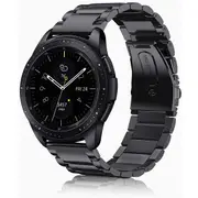 For Samsung Galaxy Watch 4 40mm 44mm Bands, Galaxy Watch 4 Classic Band 42mm 46mm , 20mm Stainless Steel Metal Replacement Strap Bracelet Women Men (Black)