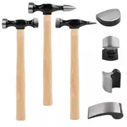7 Piece Dolly Car Dent Dint Auto Body Panel Repair Tool Kit Wooden Handles Beating Hammers